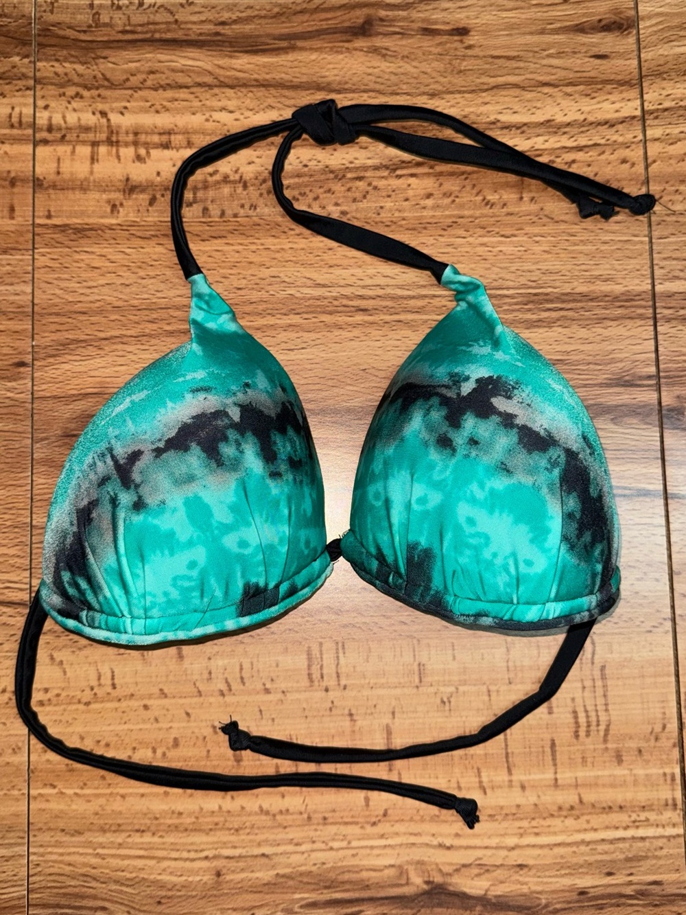 Women’s Turquoise Green Tie-Dye Padded Triangle Bikini Top - Swim